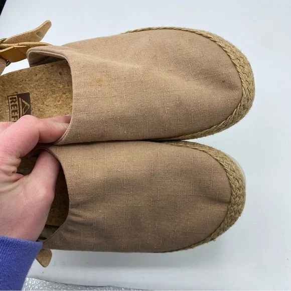 REEF Women's Cushion Sage Slingback Espadrille Platform Flat Beige Sandal Shoe 7 - Picture 2 of 8